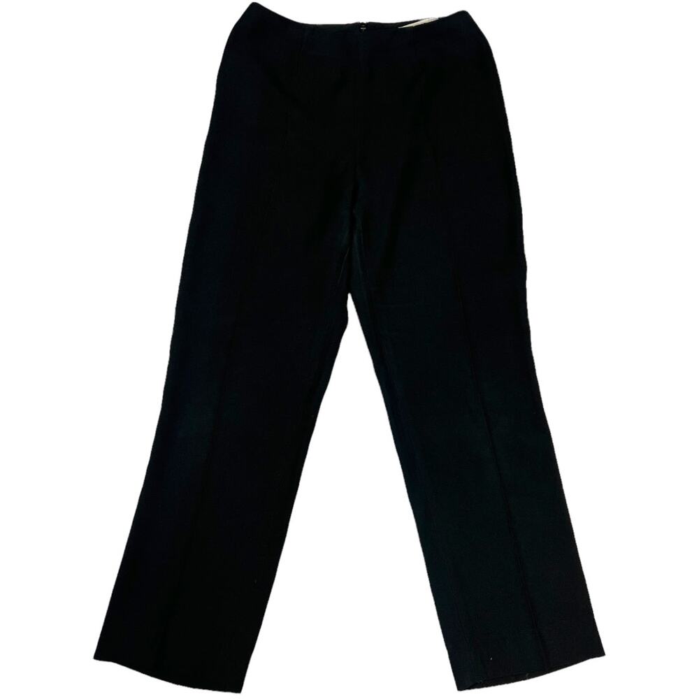 John Rocha Dress Pants Straight Leg Womens UK 8 Solid Black Slacks Made in Italy